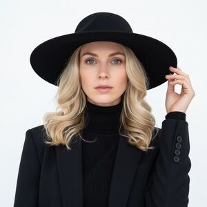 Elegant Black Wide-Brim Hat